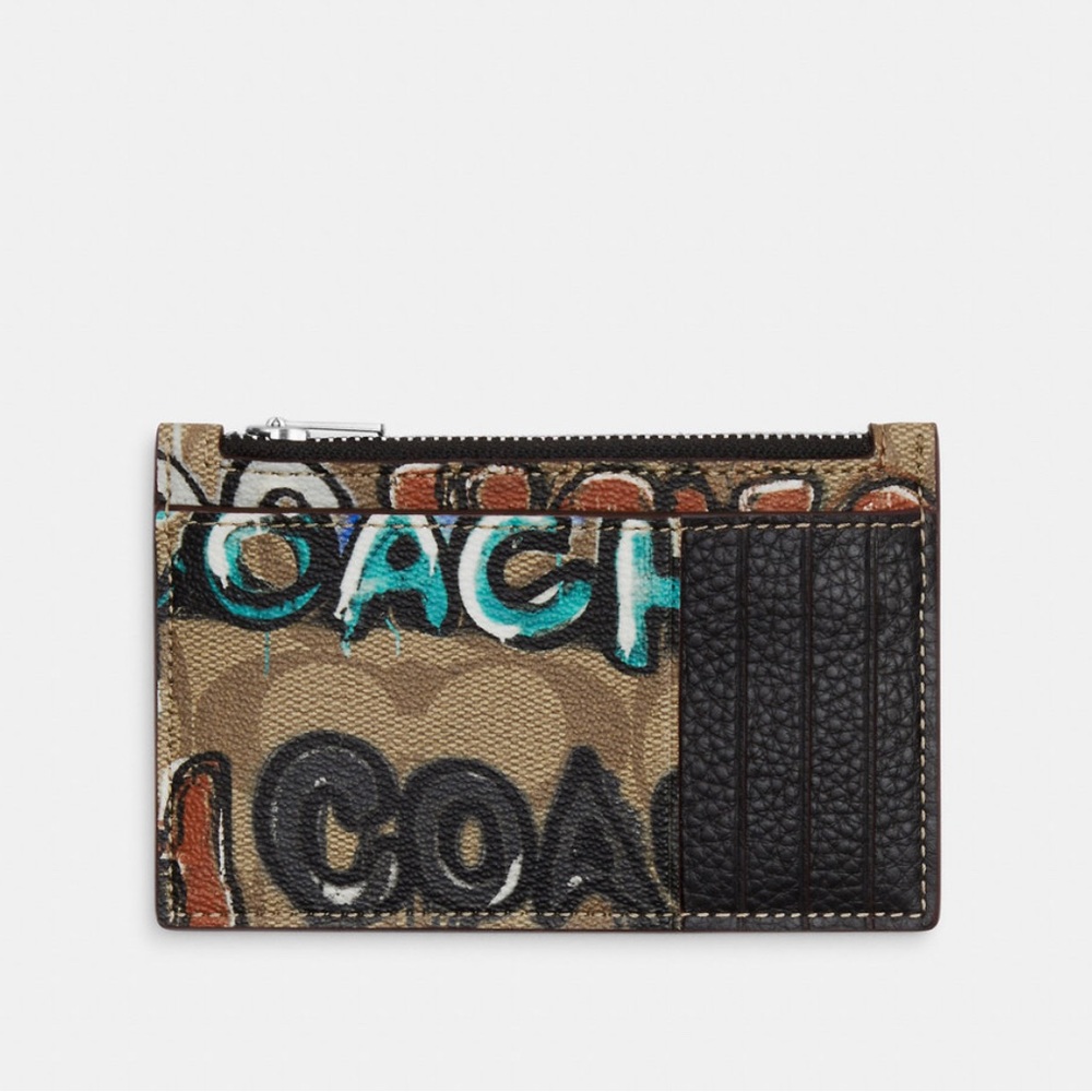 NWT coach Coach X Mint + Serf Zip Card Case In Signature Canvas CM158
